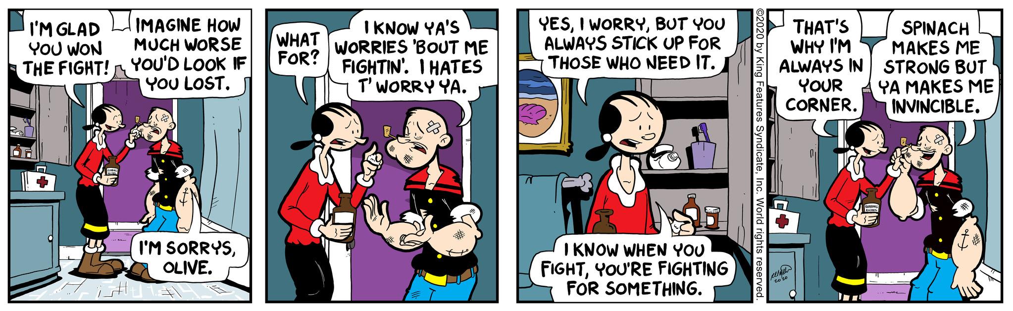 Gesture OCR: I'M GLAD YOU WON THE FIGHT! IMAGINE HOW MUCH WORSE YOU'D LOOK IF YOU LOST. I'M SORRYSOLIVE. 314 WHAT FOR? I KNOW YA'S WORRIES 'BOUT ME FIGHTIN'. I HATES T' WORRY YA. YESBUT YOU ALWAYS STICK UP FOR THOSE WHO NEED IT. I KNOW WHEN YOU FIGHTYOU'RE FIGHTING FOR SOMETHING. THAT'S WHY I'M ALWAYS IN YOUR CORNER. T to ro ALCOMAL SPINACH MAKES ME STRONG BUT YA MAKES ME INVINCIBLE. I'M GLAD YOU WON THE FIGHT ! IMAGINE HOW MUCH WORSE YOU'D LOOK IF YOU LOST . I'M SORRYSOLIVE . 314 WHAT FOR ? I KNOW YA'S WORRIES ' BOUT ME FIGHTIN ' . I HATES T ' WORRY YA . YESI WORRYBUT YOU ALWAYS STICK UP FOR THOSE WHO NEED IT . I KNOW WHEN YOU FIGHTYOU'RE FIGHTING FOR SOMETHING . THAT'S WHY I'M ALWAYS IN YOUR CORNER . T to ro ALCOMAL SPINACH MAKES ME STRONG BUT YA MAKES ME INVINCIBLE .