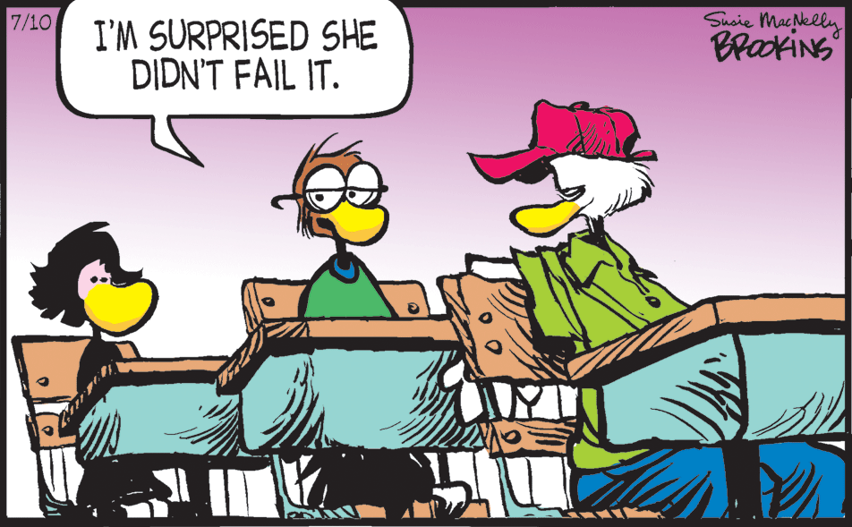 Illustration OCR: Susie Machklly BrakiNS 7/10 I'M SURPRISED SHE DIDN'T FAIL IT. Susie Machklly BrakiNS 7/10 I'M SURPRISED SHE DIDN'T FAIL IT.