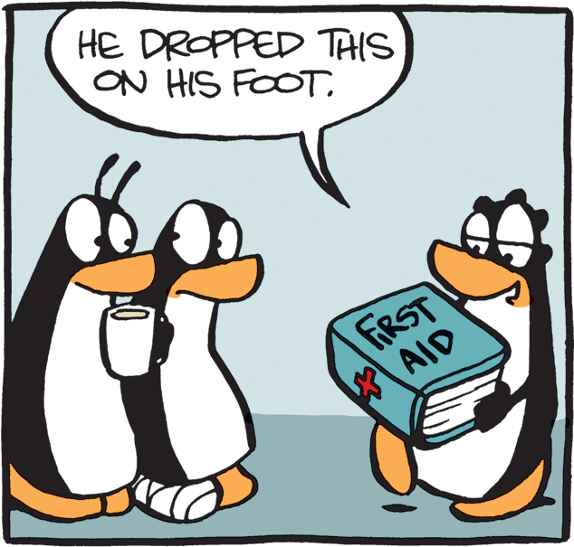 Clip art OCR: HE DROPPED THIS ON HIS FOOT. FRST AID HE DROPPED THIS ON HIS FOOT. FRST AID