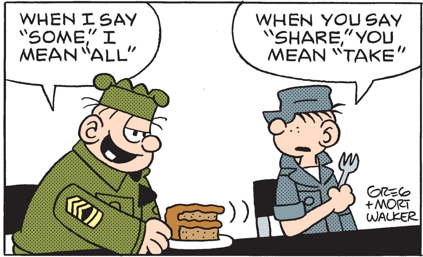 Art OCR: WHEN I SAY "SOME" I ?EAN "ALL' WHEN YOU SAY "SHARE"YOU ??AN ????" )) GREG + MORT WALKER WHEN I SAY "SOME" I ?EAN "ALL' WHEN YOU SAY "SHARE"YOU ??AN ????" )) GREG + MORT WALKER