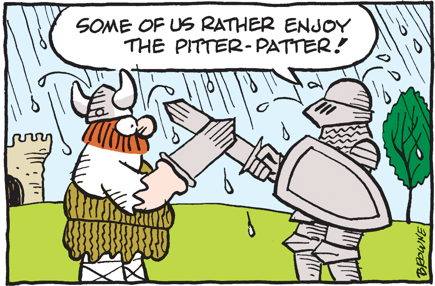 People OCR: SOME OF US RATHER ENJOY THE PITTER- PATTER! SOME OF US RATHER ENJOY THE PITTER- PATTER!