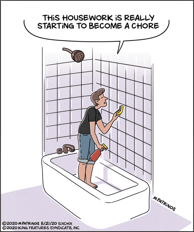 Fictional character OCR: THIS HOUSEWORK IS REALLY STARTING TO BECOME A CHORE M.PATRINOS ©2020 M.PATRINOS 8/21/20 SIXCHIX ©2020 KING FEATURES SYNDICATEINC. THIS HOUSEWORK IS REALLY STARTING TO BECOME A CHORE M.PATRINOS ©2020 M.PATRINOS 8/21/20 SIXCHIX ©2020 KING FEATURES SYNDICATE