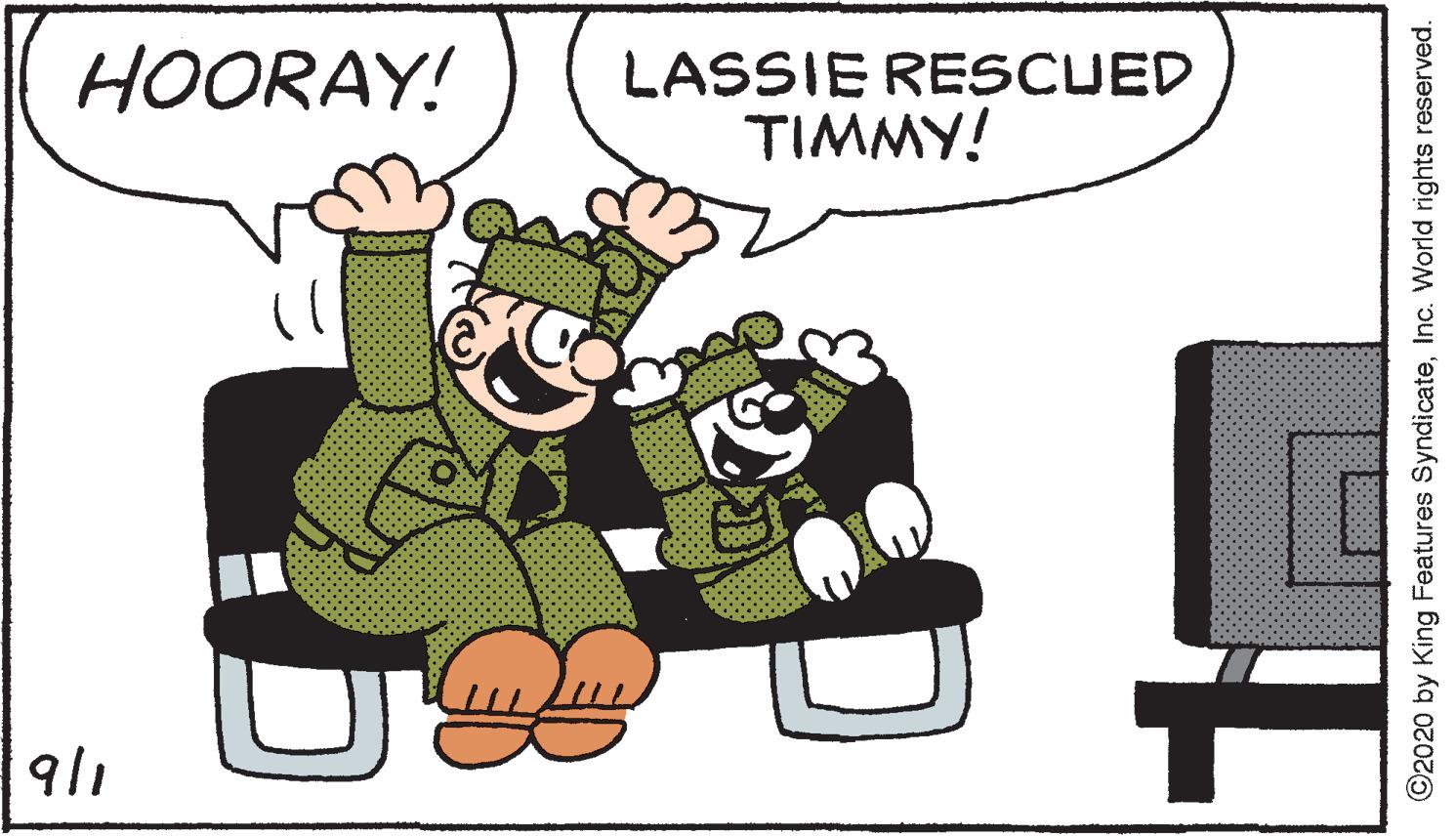 Event OCR: HOORAY! LASSIE RESCUED TIMMY! ©2020 by King Features SyndicateInc. World rights reserved. HOORAY! LASSIE RESCUED TIMMY! ©2020 by King Features SyndicateInc. World rights reserved.