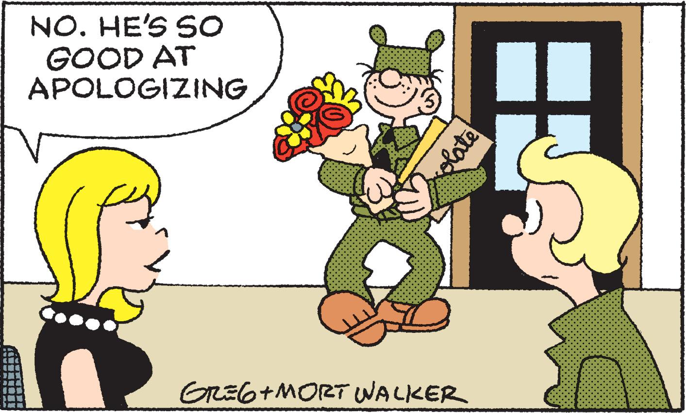 Graphics OCR: NO. HE'S SO GOOD AT APOLOGIZING GRE6+MORT WALKER solate NO. HE'S SO GOOD AT APOLOGIZING GRE6+MORT WALKER solate