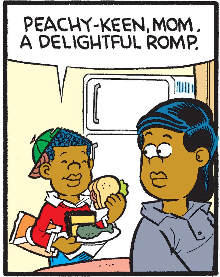 Conversation OCR: PEACHY-KEENA DELIGHTFUL ROMP. PEACHY-KEENA DELIGHTFUL ROMP.