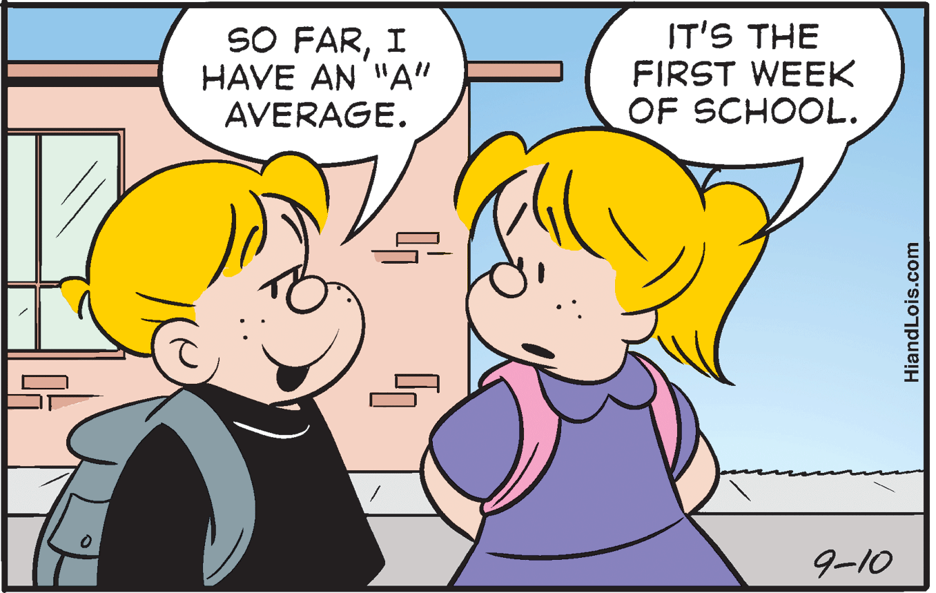 Human OCR: SO FARI HAVE AN "A" AVERAGE. IT'S THE FIRST WEEK OF SCHOOL. 9-10 HiandLois.com SO FARI HAVE AN "A" AVERAGE. IT'S THE FIRST WEEK OF SCHOOL. 9-10 HiandLois.com