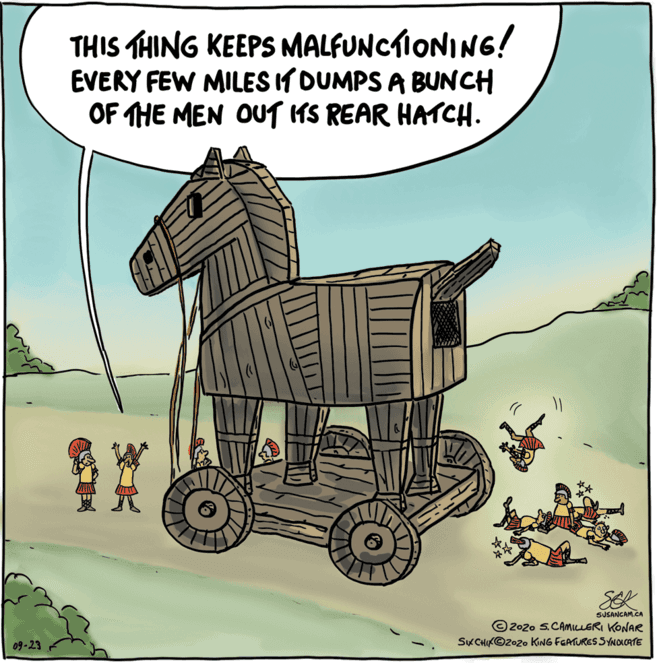 Working animal OCR: THIS THING KEEPS MALFUNCTIONING! EVERY FEW MILES I DUMPS A BUNCH OF THE MEN OUT 14S REAR HATCH. SEK SUSANGAM.CA ©2020 S.CAMILLERI KONAR SiKCHIK©2o20 KING FEATURES SYNOCATE 09-23 THIS THING KEEPS MALFUNCTIONING! EVERY FEW MILES I DUMPS A BUNCH OF THE MEN OUT 14S REAR HATCH. SEK SUSANGAM.CA ©2020 S.CAMILLERI KONAR SiKCHIK©2o20 KING FEATURES SYNOCATE 09-23