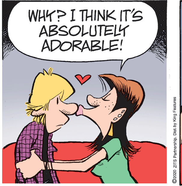 Conversation OCR: WHY? I THINK IT'S ABSOLUTELY ADORABLE! ©2020 ZITS Partnership. Dist. by King Features WHY? I THINK IT'S ABSOLUTELY ADORABLE! ©2020 ZITS Partnership. Dist. by King Features