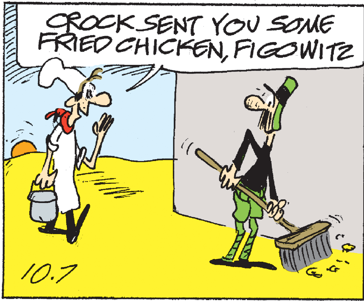 Humour OCR: GROCK SENT YOU SOME FRIED CHICKENFIGOWITZ 10.7 GROCK SENT YOU SOME FRIED CHICKENFIGOWITZ 10.7