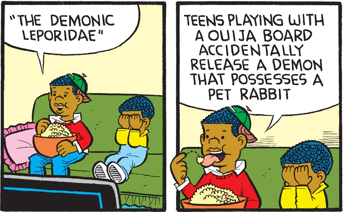 Interaction OCR: TEENS PLAYING WITH A OUIJA BOARD ACCIDENTALLY RELEASE A DEMON THAT POSSESSES A PET RABBIT "THE DEMONIC LEPORIDAE" TEENS PLAYING WITH A OUIJA BOARD ACCIDENTALLY RELEASE A DEMON THAT POSSESSES A PET RABBIT "THE DEMONIC LEPORIDAE"