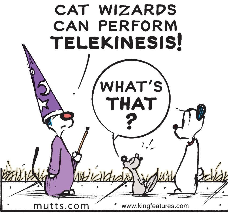 Art OCR: CAT WIZARDS CAN PERFORM TELEKINESIS! WHAT'S THAT ? mutts.com www.kingfeatures.com CAT WIZARDS CAN PERFORM TELEKINESIS! WHAT'S THAT ? mutts.com www.kingfeatures.com