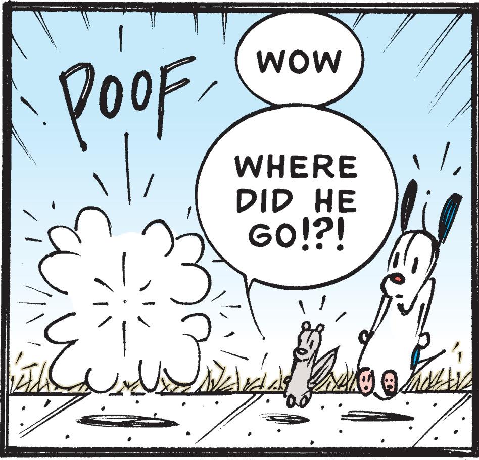 Line art OCR: WOw PooF WHERE DID HE GO!?! WOw PooF WHERE DID HE GO!?!