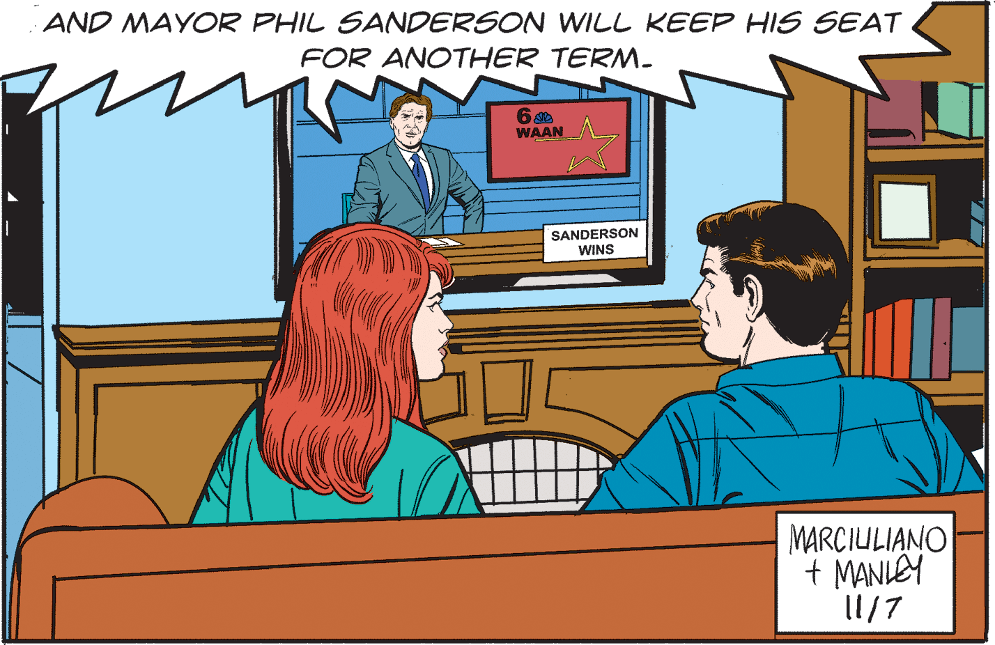 Art OCR: AND MAYOR PHIL SANDERSON WILL KEEP HIS SEAT FOR ANOTHER TERM. 6 WAAN SANDERSON WINS MARCIULIANO + MANLEY I1/7 AND MAYOR PHIL SANDERSON WILL KEEP HIS SEAT FOR ANOTHER TERM. 6 WAAN SANDERSON WINS MARCIULIANO + MANLEY I1/7