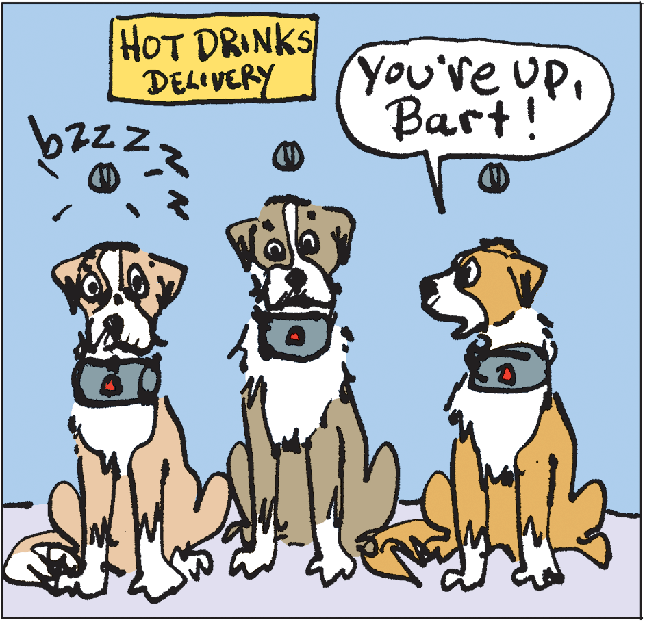 Art OCR: HOT DRINKS DELIVERY You've up Bart! bzzz. HOT DRINKS DELIVERY You've up Bart! bzzz.