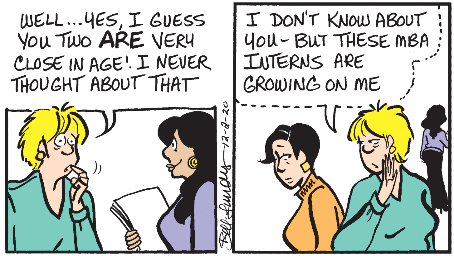 Neck OCR: WELL...YESI GUESS You Two ARE VERY CLOSE IN AGE' I NEVER THOU GHT ABOUT THAT I DON'T KNOW ABOUT you- BUT THESE MBA INTERNS ARE GROWING ON ME WELL...YESI GUESS You Two ARE VERY CLOSE IN AGE' I NEVER THOU GHT ABOUT THAT I DON'T KNOW ABOUT you- BUT THESE MBA INTERNS ARE GROWING ON ME