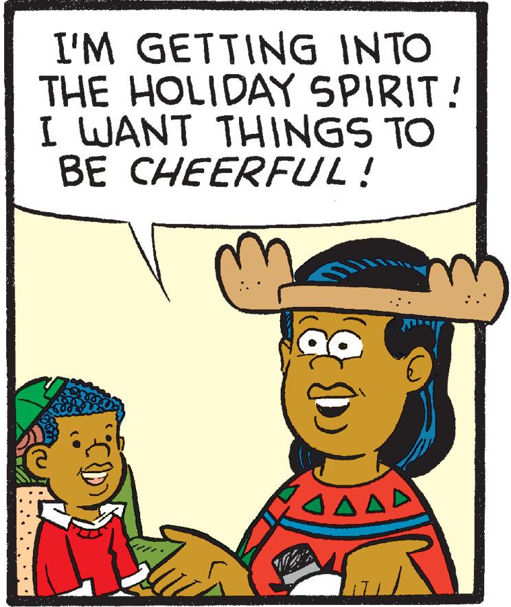 Fiction OCR: I'M GETTING INTO THE HOLIDAY SPIRIT! I WANT THINGS TO BE CHEERFUL! I'M GETTING INTO THE HOLIDAY SPIRIT! I WANT THINGS TO BE CHEERFUL!
