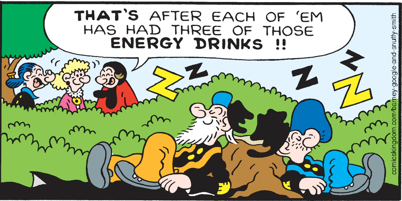 Interaction OCR: THAT'S AFTER EACH OF 'EM HAS HAD THREE OF THOSE ENERGY DRINKS !! comicskingdom.com/barney-google-and-snuffy-smith THAT'S AFTER EACH OF 'EM HAS HAD THREE OF THOSE ENERGY DRINKS !! comicskingdom.com/barney-google-and-snuffy-smith