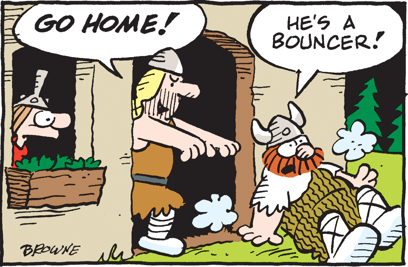 Animation OCR: GO HOME! HE'S A BOUNCER! BROWNE le GO HOME! HE'S A BOUNCER! BROWNE le