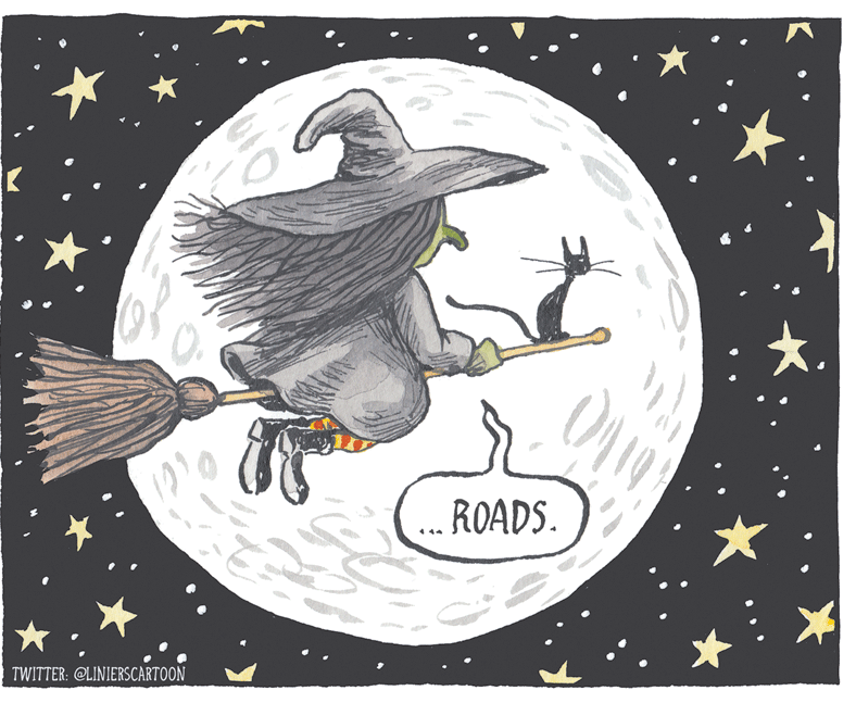 Painting OCR: ROADS. TWITTER: OLINIERSCARTOON ROADS. TWITTER: OLINIERSCARTOON