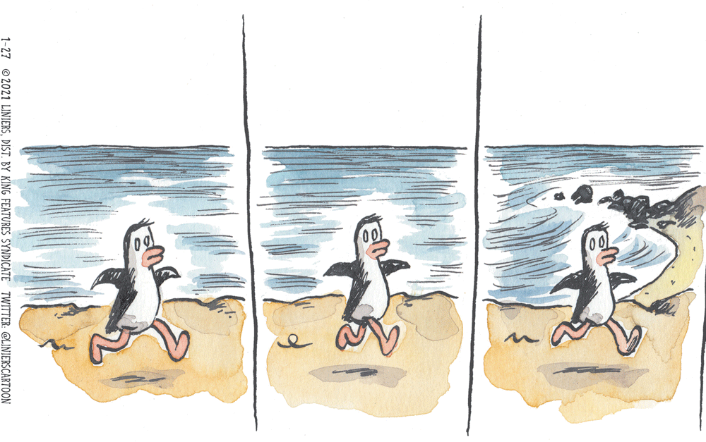 Water sport OCR: 1-27 © 2021 LINIERSDIST. BY KING FEATURES SYNDICATE TWITTER: @LINIERSCARTOON 1-27 © 2021 LINIERSDIST. BY KING FEATURES SYNDICATE TWITTER: @LINIERSCARTOON