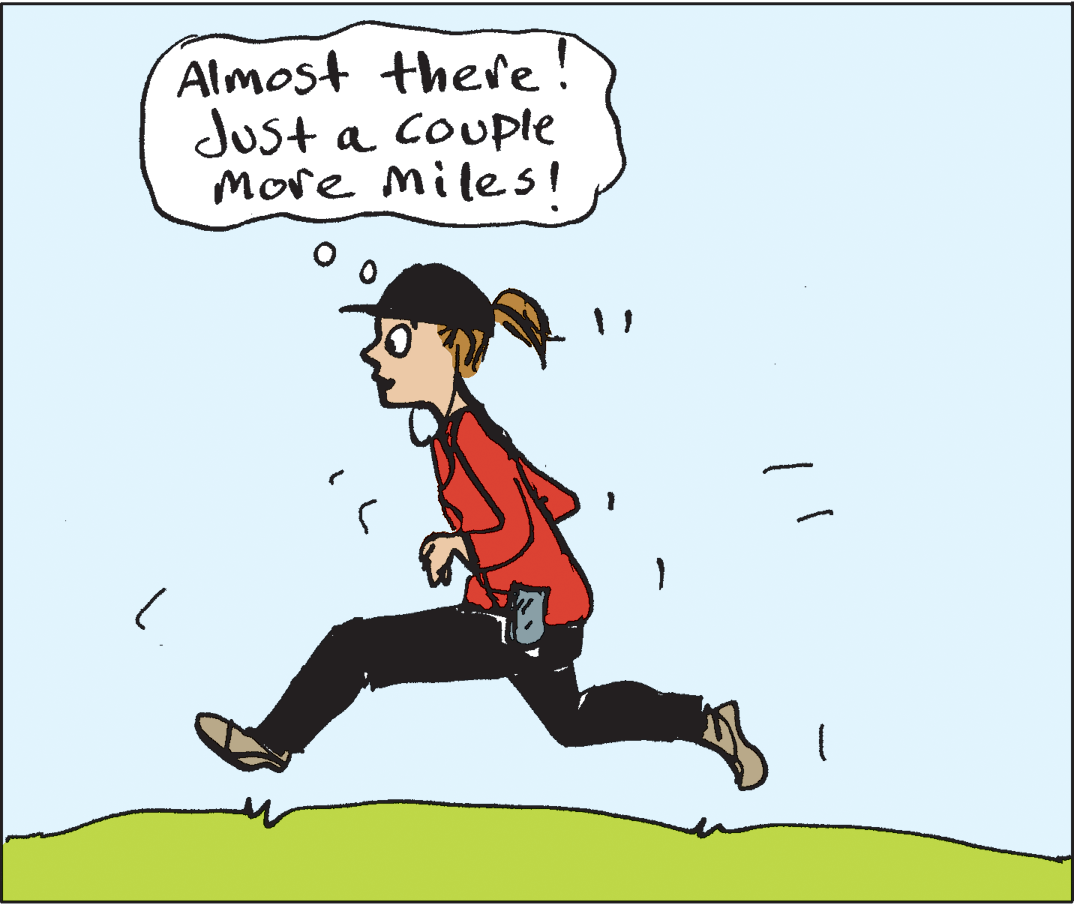 Fictional character OCR: Almost there! Just a Couple More miles! Almost there! Just a Couple More miles!