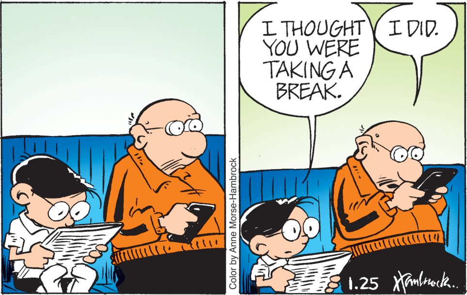 Line OCR: I THOUGHTY I DID. YOU WERE TAKING A BREAK. 1.25 Xmbrack. Color by Anne Morse-Hambrock I THOUGHTY I DID. YOU WERE TAKING A BREAK. 1.25 Xmbrack. Color by Anne Morse-Hambrock