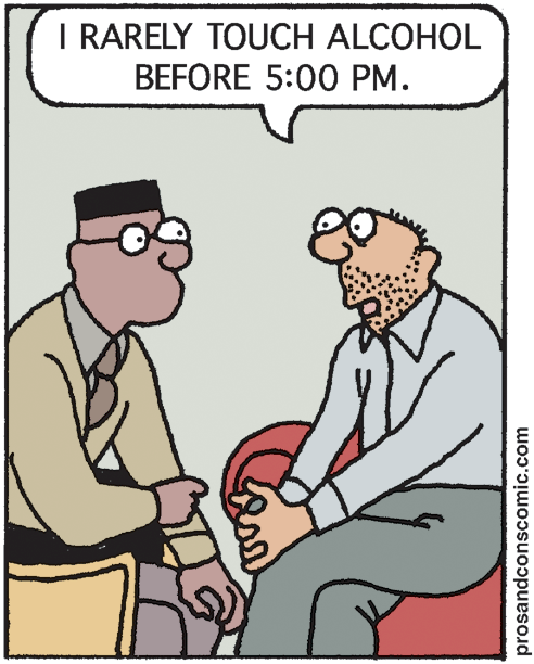 Interaction OCR: I RARELY TOUCH ALCOHOL BEFORE 5:00 PM. prosandconscomic.com I RARELY TOUCH ALCOHOL BEFORE 5:00 PM. prosandconscomic.com
