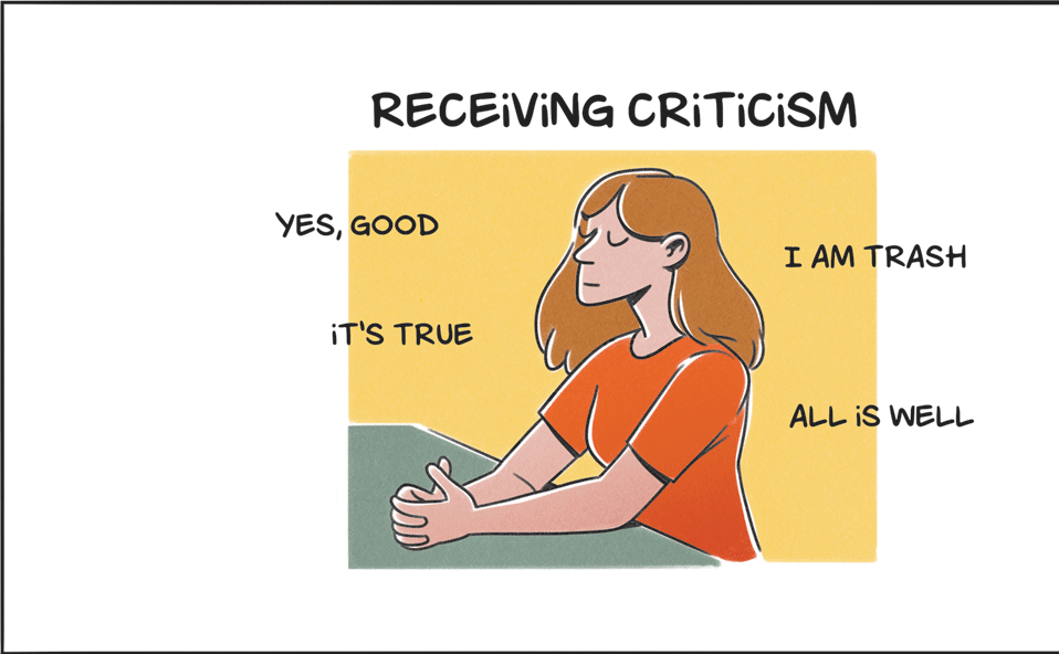 Comfort OCR: RECEIVING CRITICISM YESGOOD I AM TRASH iT'S TRUE ALL IS WELL RECEIVING CRITICISM YESGOOD I AM TRASH iT'S TRUE ALL IS WELL