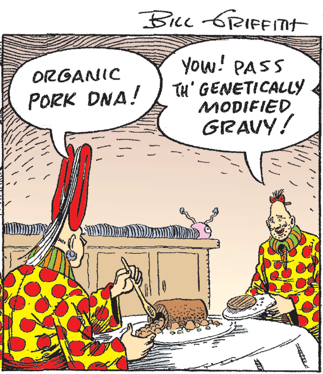 Parallel OCR: BILL 6RIFF ITt you! PASS ORGANIC TH' GENETICALLY MODIFIED GRAVY! PORK DNA! BILL 6RIFF ITt you! PASS ORGANIC TH' GENETICALLY MODIFIED GRAVY! PORK DNA!