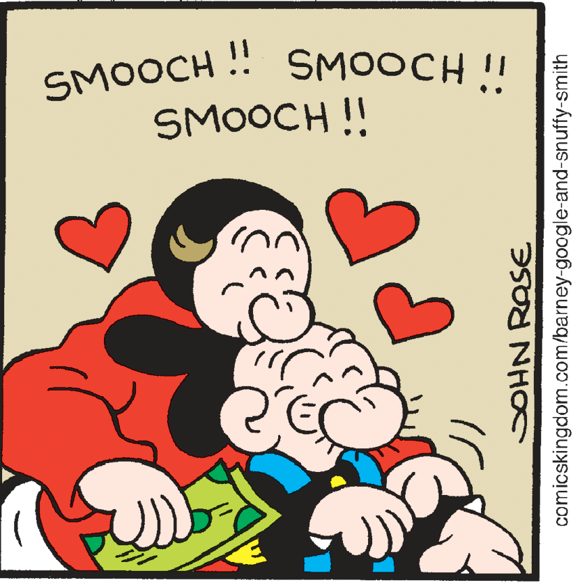 Fictional character OCR: SMOOCH ! SMOOCH !! SMOOCH !! comicskingdom.com/barney-google-and-snuffy-smith SMOOCH ! SMOOCH !! SMOOCH !! comicskingdom.com/barney-google-and-snuffy-smith