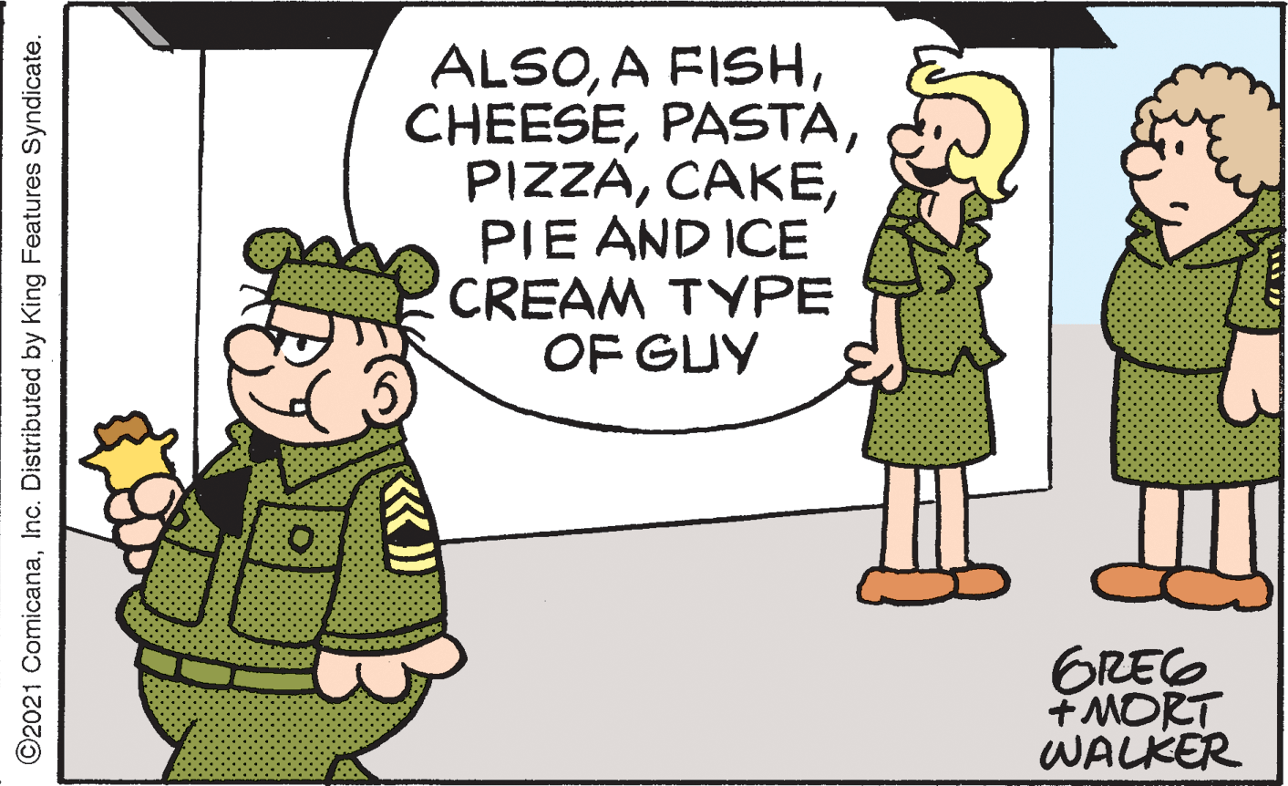 Gesture OCR: ALSOPIE AND ICE CREAM TYPE OF GUY GREG +MORT WALKER ©2021 ComicanaInc. Distributed by King Features Syndicate. ALSOA FISHPIE AND ICE CREAM TYPE OF GUY GREG +MORT WALKER ©2021 ComicanaInc. Distributed by King Features Syndicate.