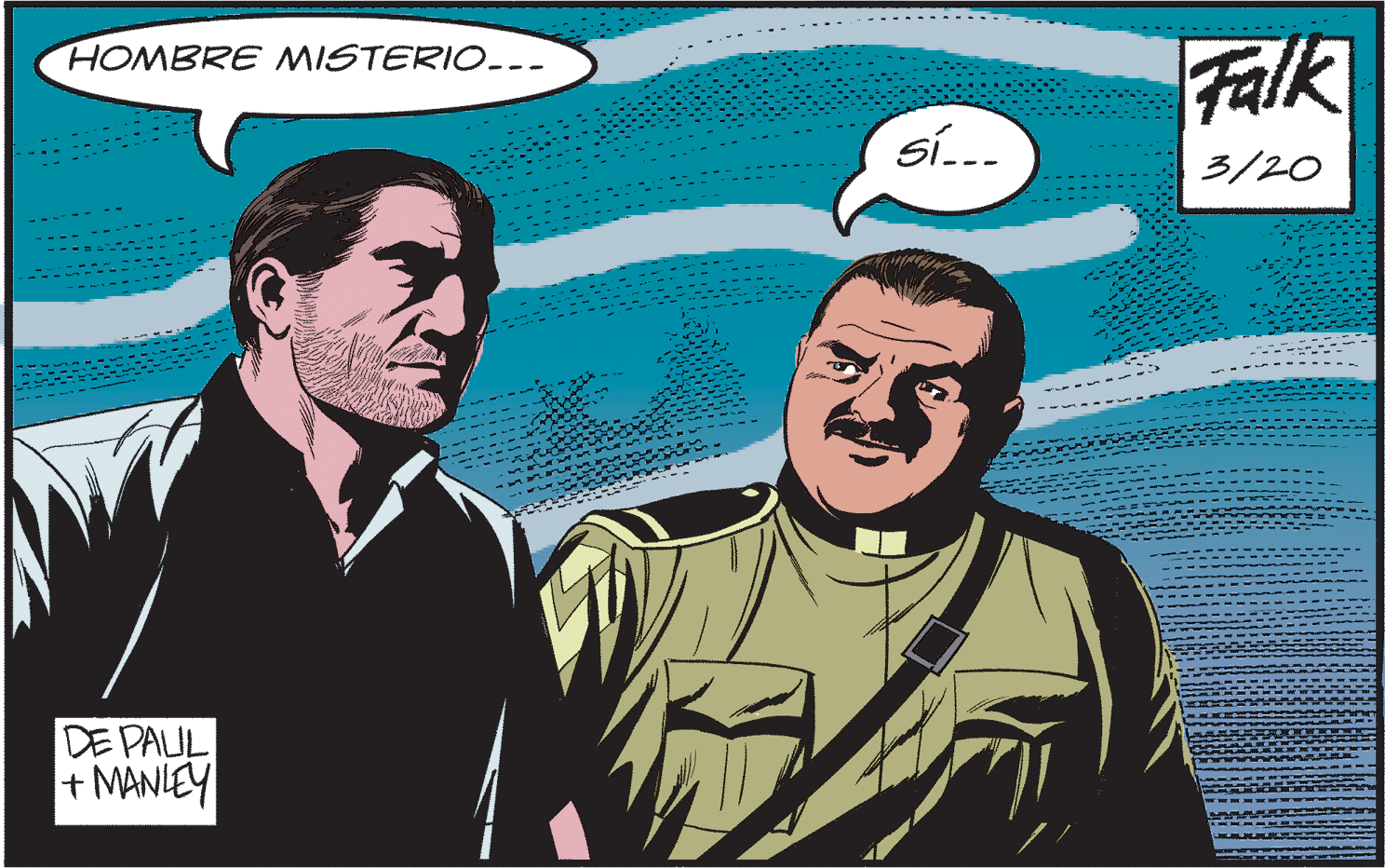 Fictional character OCR: Falk HOMBRE MISTERIO.-. sí... 3/20 DE PAUL + MANLEY Falk HOMBRE MISTERIO.-. sí... 3/20 DE PAUL + MANLEY