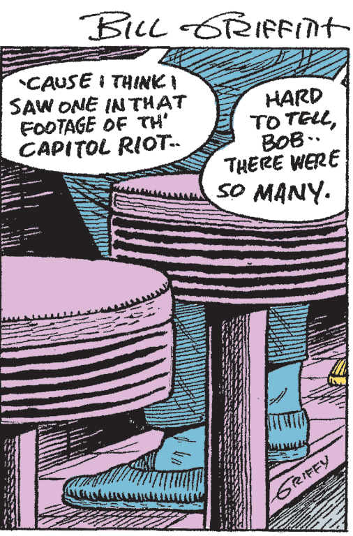 Design OCR: BILL GRIFFnt CAUSE I THINK I SAW ONE IN THAT FOOTAGE OF TH CAPITOL RIOT. HARD TO TELLBOB.. THERE WERE SO MANY. GRIFFY BILL GRIFFnt CAUSE I THINK I SAW ONE IN THAT FOOTAGE OF TH CAPITOL RIOT. HARD TO TELLBOB.. THERE WERE SO MANY. GRIFFY