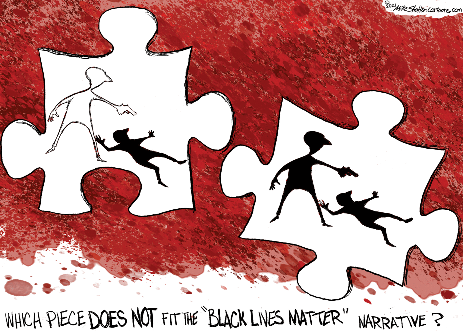 Illustration OCR: oteSteten cartoons.com 17 WHICH PIECE DOES NOT FIT THE "BLACK LIVES MATTER" NARRATWE ? oteSteten cartoons.com 17 WHICH PIECE DOES NOT FIT THE "BLACK LIVES MATTER" NARRATWE ?