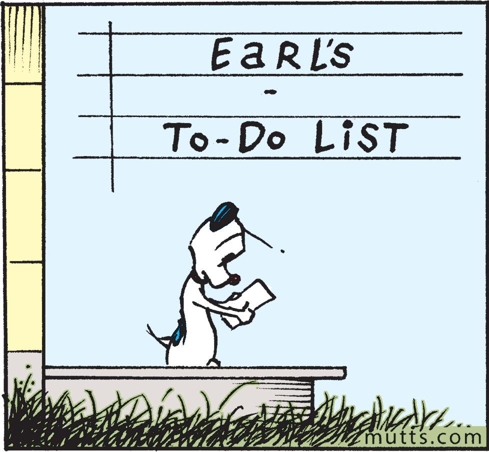 Paper product OCR: EaRL'S To-Do LIST mutts.Com EaRL'S To-Do LIST mutts.Com