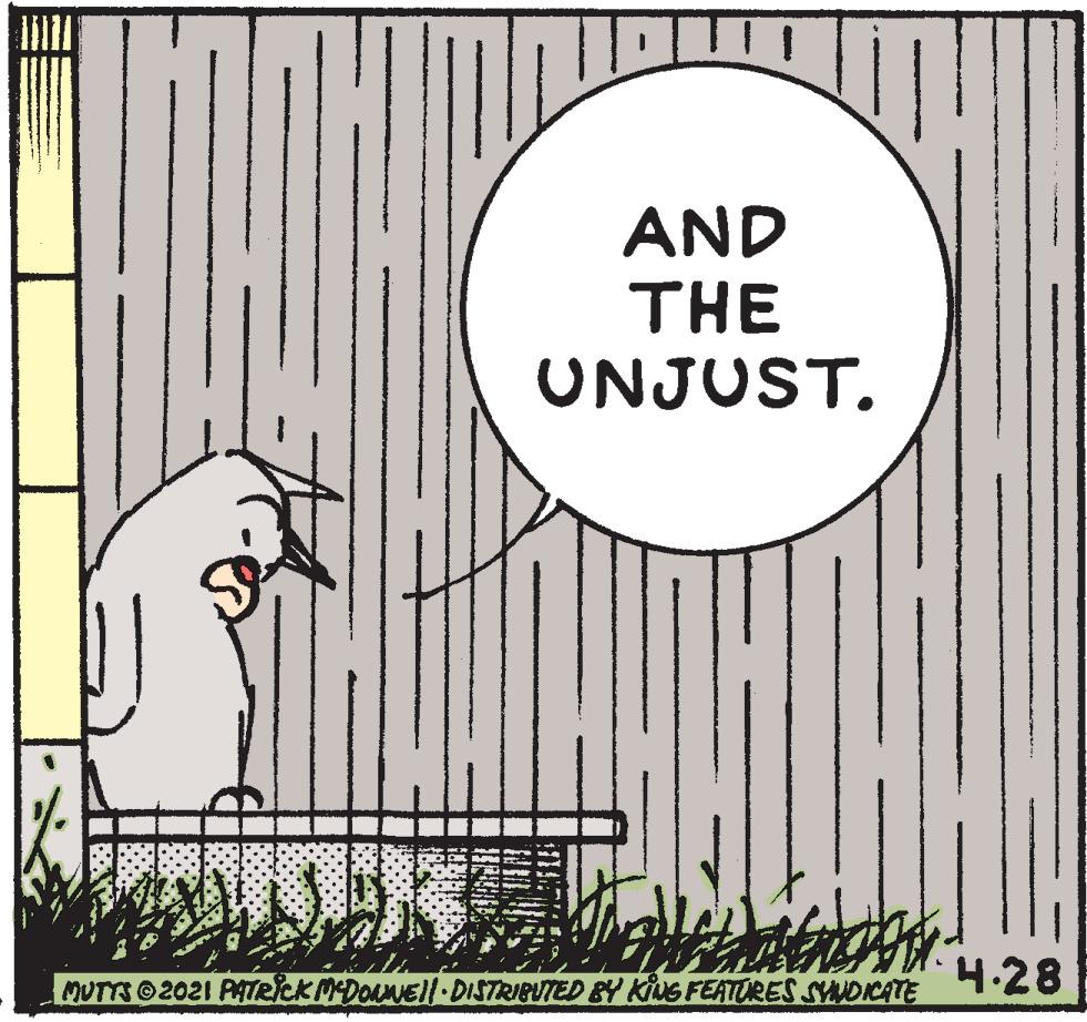 Pattern OCR: AND THE UNJUST. 4.28 MUTTS O2021 PATRick MeDONEll-DISTRIBUTED BY Kius FEATURES SADICATE AND THE UNJUST. 4.28 MUTTS O2021 PATRick MeDONEll-DISTRIBUTED BY Kius FEATURES SADICATE