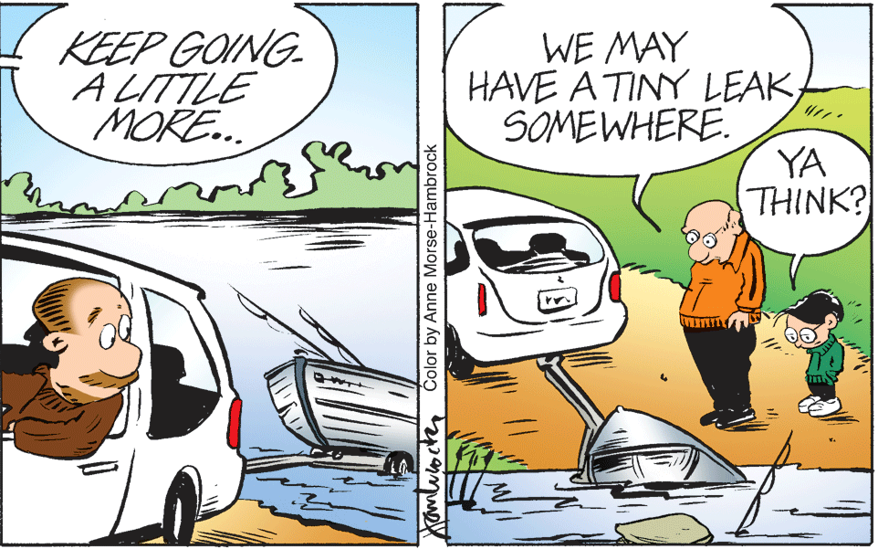 Comic book OCR: I KEEP GOING ALITTLE MORE... WE MAY HAVE A TINY LEAKSOMEWHERE. YA THINK? Color by Anne Morse-Hambrock I KEEP GOING ALITTLE MORE... WE MAY HAVE A TINY LEAKSOMEWHERE. YA THINK? Color by Anne Morse-Hambrock