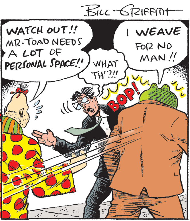 Comic book OCR: WATCH OUT!! MR-TOAD NEEDS A LOT OF PERSONAL SPACE!") WHAT I WEAVE FOR NO MAN !! TH'?!! BOP!C WATCH OUT!! MR-TOAD NEEDS A LOT OF PERSONAL SPACE!") WHAT I WEAVE FOR NO MAN !! TH'?!! BOP!C