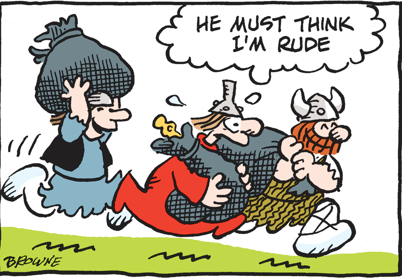 Art OCR: HE MUST THINK L'M RUDE BROWNE HE MUST THINK L'M RUDE BROWNE