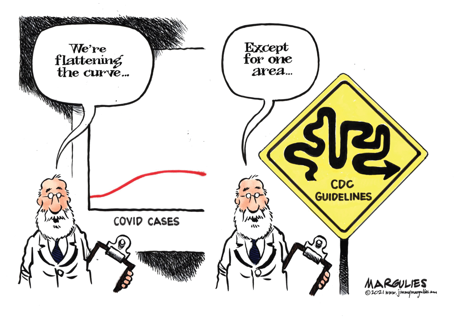 Parallel OCR: Except for one We're flattening the curve... area. CDC GUIDELINES COVID CASES MARGULIES Oiozi www.jimmymaguliai mm Except for one We're flattening the curve... area. CDC GUIDELINES COVID CASES MARGULIES Oiozi www.jimmymaguliai mm