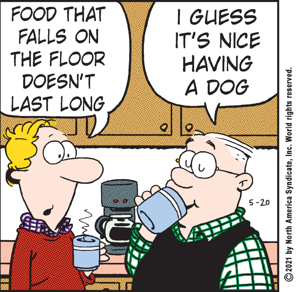 Line OCR: FOOD THAT FALLS ON THE FLOOR DOESN'T LAST LONG I GUESS IT'S NICE HAVING A DOG 5 -20 ? © 2021 by North America SyndicateInc. World rights reserved. FOOD THAT FALLS ON THE FLOOR DOESN'T LAST LONG I GUESS IT'S NICE HAVING A DOG 5 -20 ? © 2021 by North America SyndicateInc. World rights reserved.