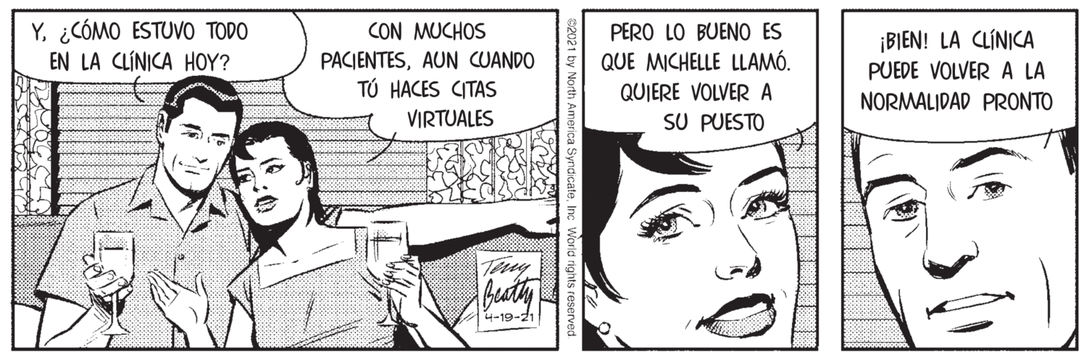Art OCR: Y¿CÓMO ESTUVO TODO EN LA CLÍNICA HOY? CON MUCHOS PERO LO BUENO ES PACIENTESAUN CUANDO TÚ HACES CITAS ¡BIEN! LA CLÍNICA PUEDE VOLVER A LA QUE MICHELLE LLAMÓ. QUIERE VOLVER A NORMALIDAD PRONTO VIRTUALES SU PUESTO 4-19-21 Y¿CÓMO ESTUVO TODO EN LA CLÍNICA HOY? CON MUCHOS PERO LO BUENO ES PACIENTESAUN CUANDO TÚ HACES CITAS ¡BIEN! LA CLÍNICA PUEDE VOLVER A LA QUE MICHELLE LLAMÓ. QUIERE VOLVER A NORMALIDAD PRONTO VIRTUALES SU PUESTO 4-19-21