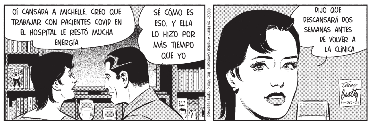 Gesture OCR: DIJO QUE Oí CANSADA A MICHELLE. CREO QUE TRABAJAR CON PACIENTES COVID EN EL HOSPITAL LE RESTÓ MUCHA ENERGÍA SÉ CÓMO ES ESO. Y ELLA LO HIZO POR MÁS TIEMPO DESCANSARÁ DOS SEMANAS ANTES DE VOLVER A LA CLÍNICA QUE YO Teey Beatin 4-20-21 World rights reser DIJO QUE Oí CANSADA A MICHELLE. CREO QUE TRABAJAR CON PACIENTES COVID EN EL HOSPITAL LE RESTÓ MUCHA ENERGÍA SÉ CÓMO ES ESO. Y ELLA LO HIZO POR MÁS TIEMPO DESCANSARÁ DOS SEMANAS ANTES DE VOLVER A LA CLÍNICA QUE YO Teey Beatin 4-20-21 World rights reser