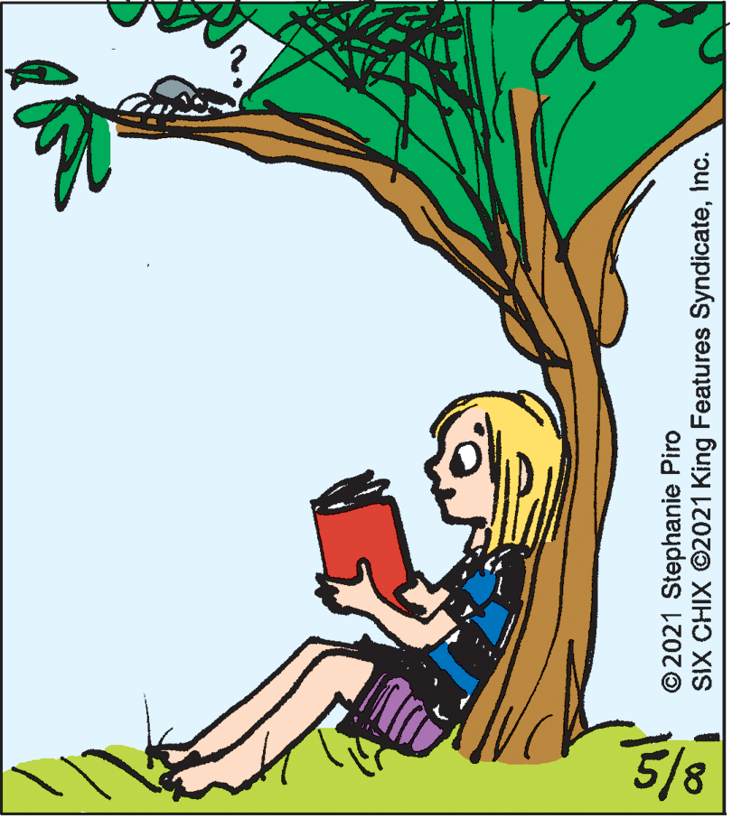 Line OCR: 5/8 © 2021 Stephanie Piro SIX CHIX ©2021 King Features SyndicateInc. 5/8 © 2021 Stephanie Piro SIX CHIX ©2021 King Features Syndicate