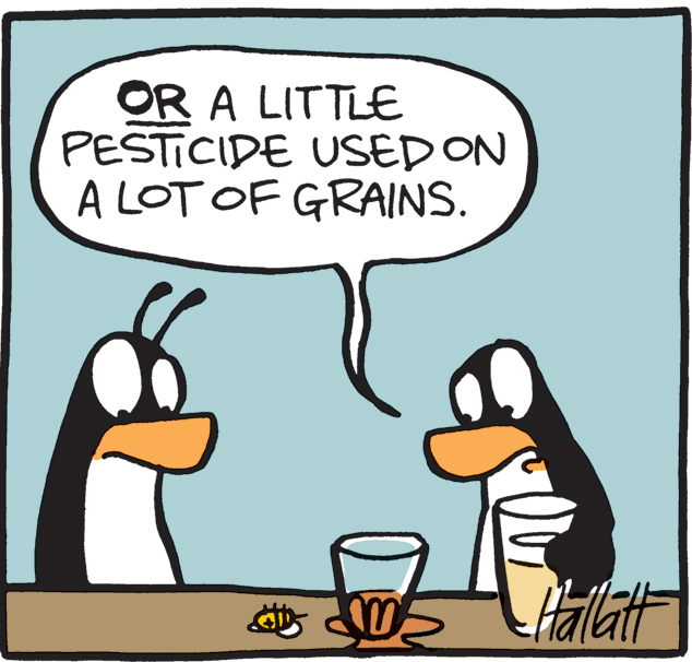 Font OCR: OR A LITTLE PESTICIDE USED ON A LOT OF GRAINS. Hallat OR A LITTLE PESTICIDE USED ON A LOT OF GRAINS. Hallat