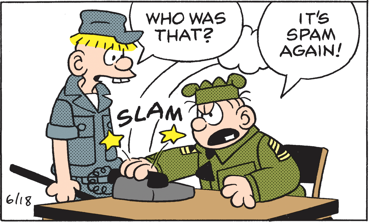 Line OCR: WHO WAS THAT? IT'S SPAM AGAIN! SLAM 6l18 WHO WAS THAT? IT'S SPAM AGAIN! SLAM 6l18