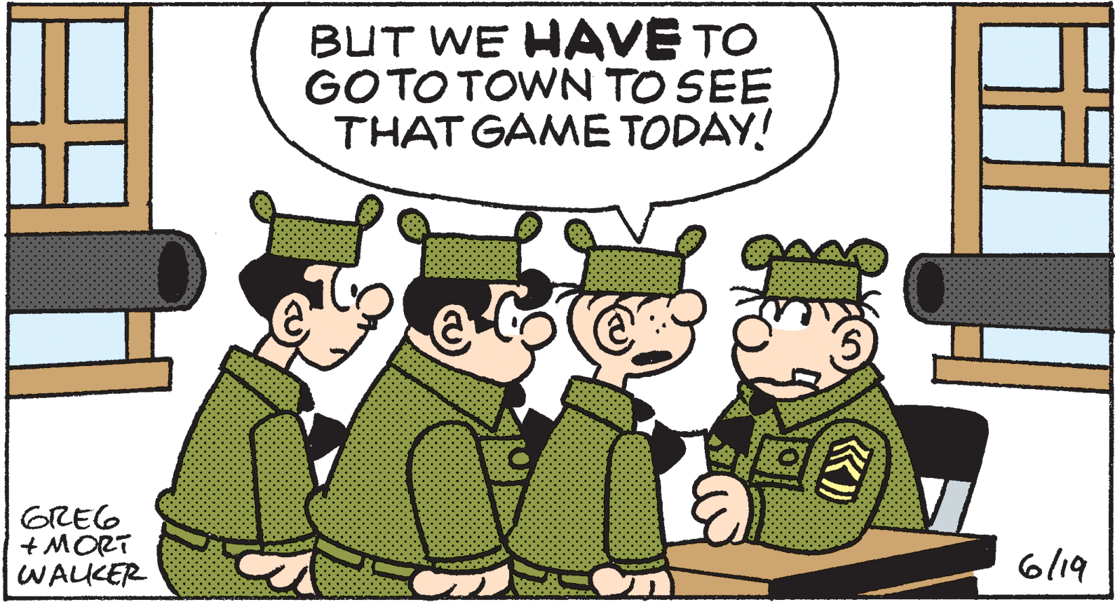 Font OCR: BUT WE HAVE TO GOTOTOWN TO SEE THAT GAME TODAY! GREG + MORT WAUCER 6l19 BUT WE HAVE TO GOTOTOWN TO SEE THAT GAME TODAY! GREG + MORT WAUCER 6l19