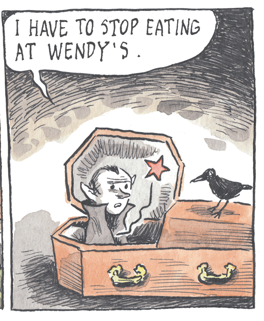 Fictional character OCR: I HAVE TO STOP EATING AT WENDY'S . I HAVE TO STOP EATING AT WENDY'S .
