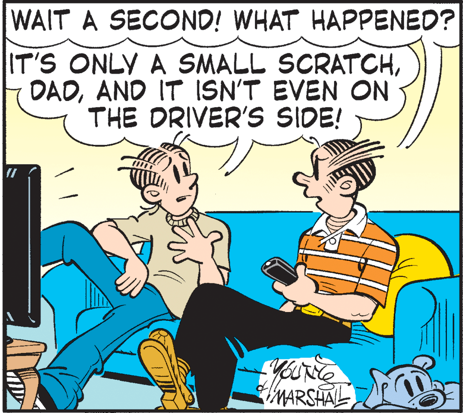 Interaction OCR: WAIT A SECOND! WHAT HAPPENED? IT'S ONLY A SMALL SCRATCHAND IT ISN'T EVEN ON THE DRIVER'S SIDE! MARSFAL WAIT A SECOND! WHAT HAPPENED? IT'S ONLY A SMALL SCRATCHAND IT ISN'T EVEN ON THE DRIVER'S SIDE! MARSFAL