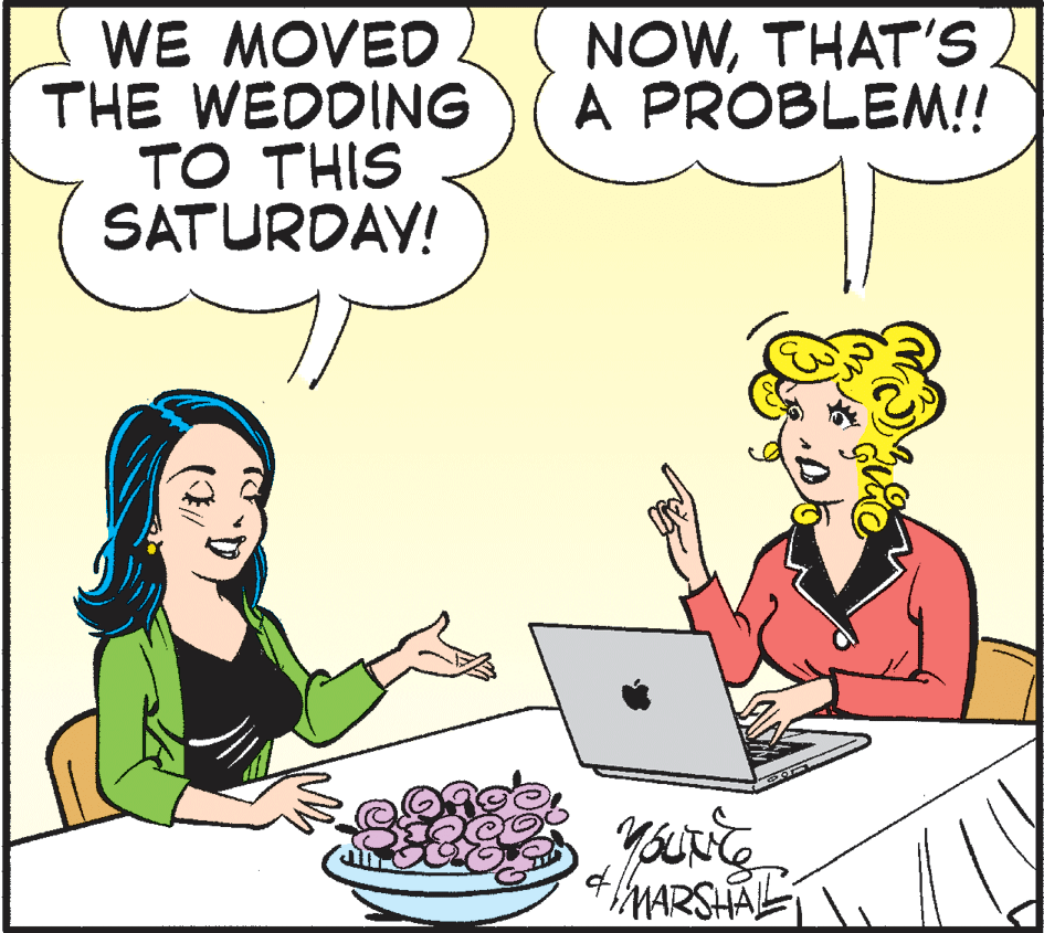 Interaction OCR: WE MOVED THE WEDDING TO THIS SATURDAY! NOWTHAT'S A PROBLEM!! of MARSHAL WE MOVED THE WEDDING TO THIS SATURDAY! NOWTHAT'S A PROBLEM!! of MARSHAL
